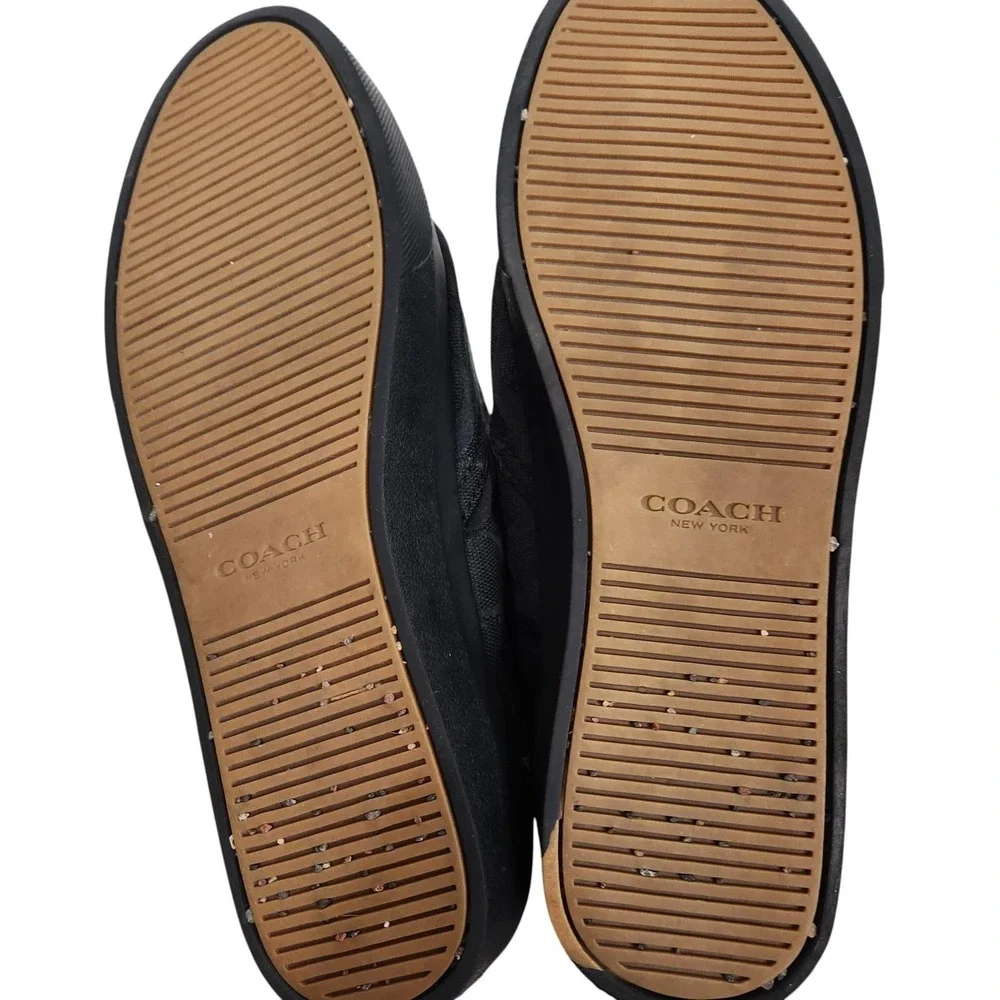 COACH Margo Shoes Womens 8 Black Signature Canvas Slip On Sneakers Q3253/A4941